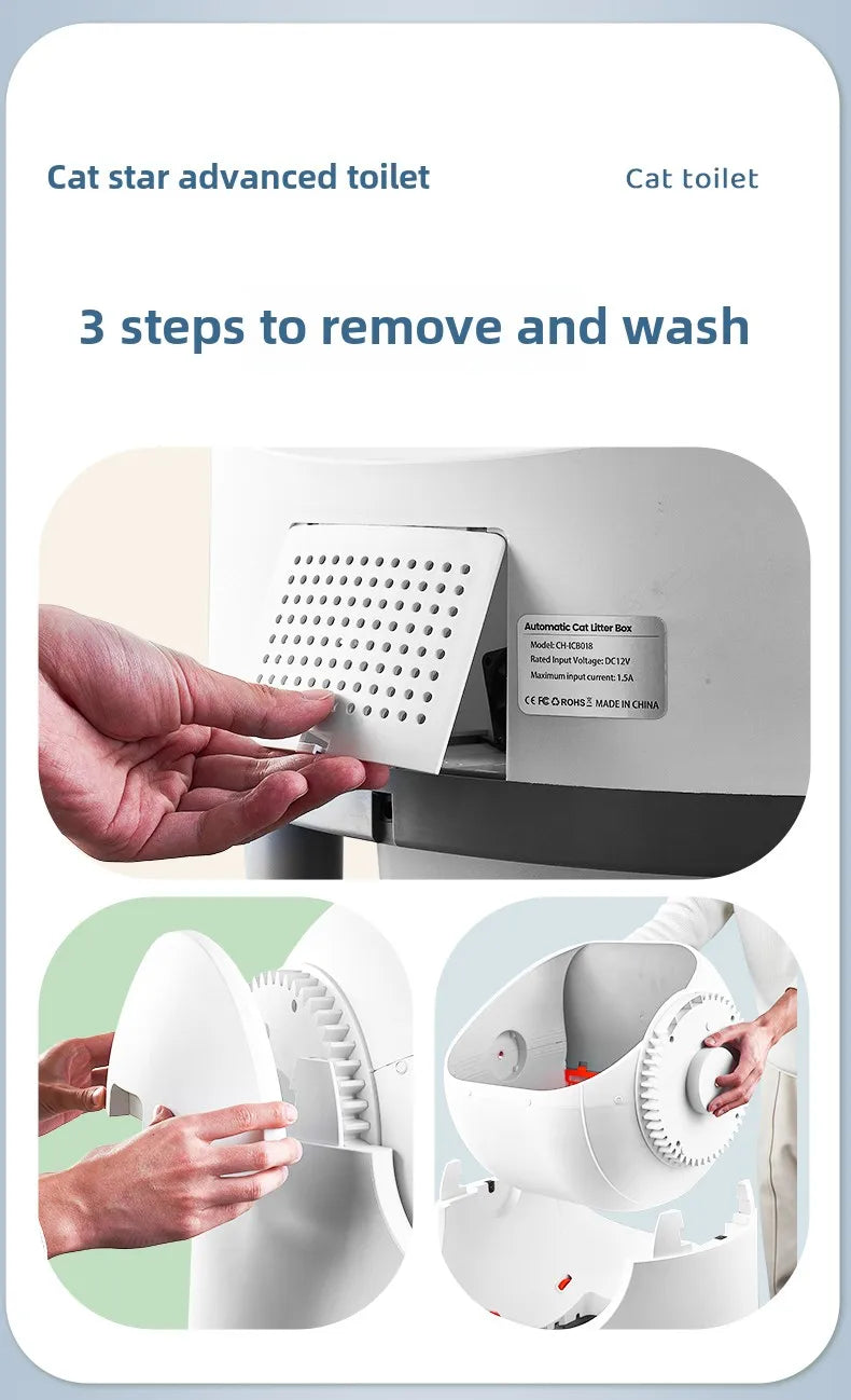 Cat Litter Box Self Cleaning Automatic Large Space Cat Smart Toilet with Safety Protection APP-Control with Free Gift Purifier