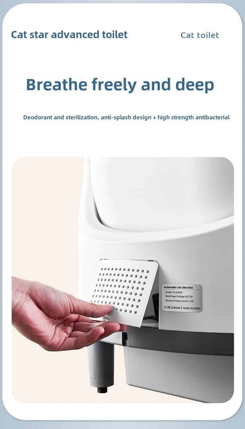 Cat Litter Box Self Cleaning Automatic Large Space Cat Smart Toilet with Safety Protection APP-Control with Free Gift Purifier