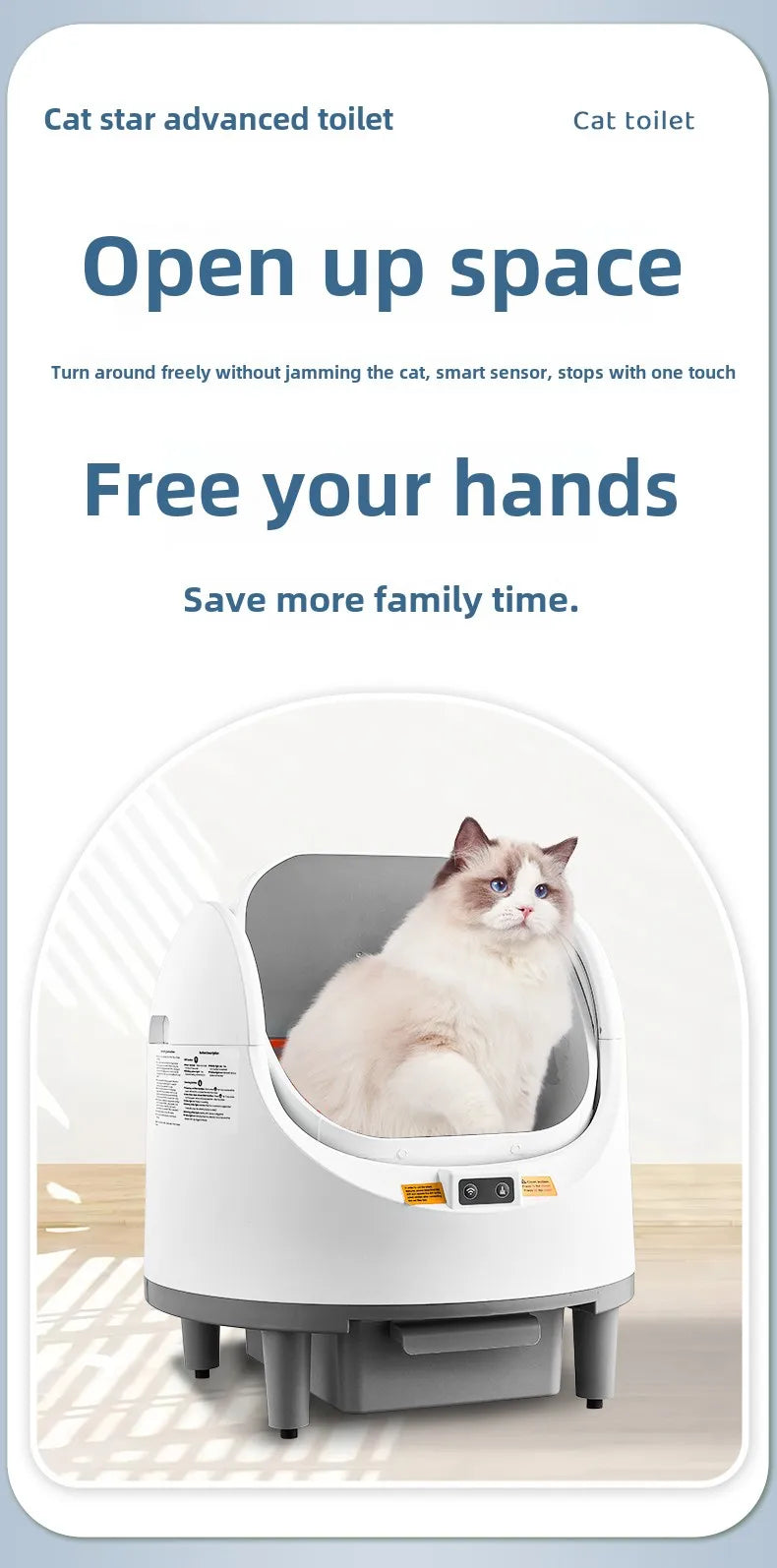 Cat Litter Box Self Cleaning Automatic Large Space Cat Smart Toilet with Safety Protection APP-Control with Free Gift Purifier