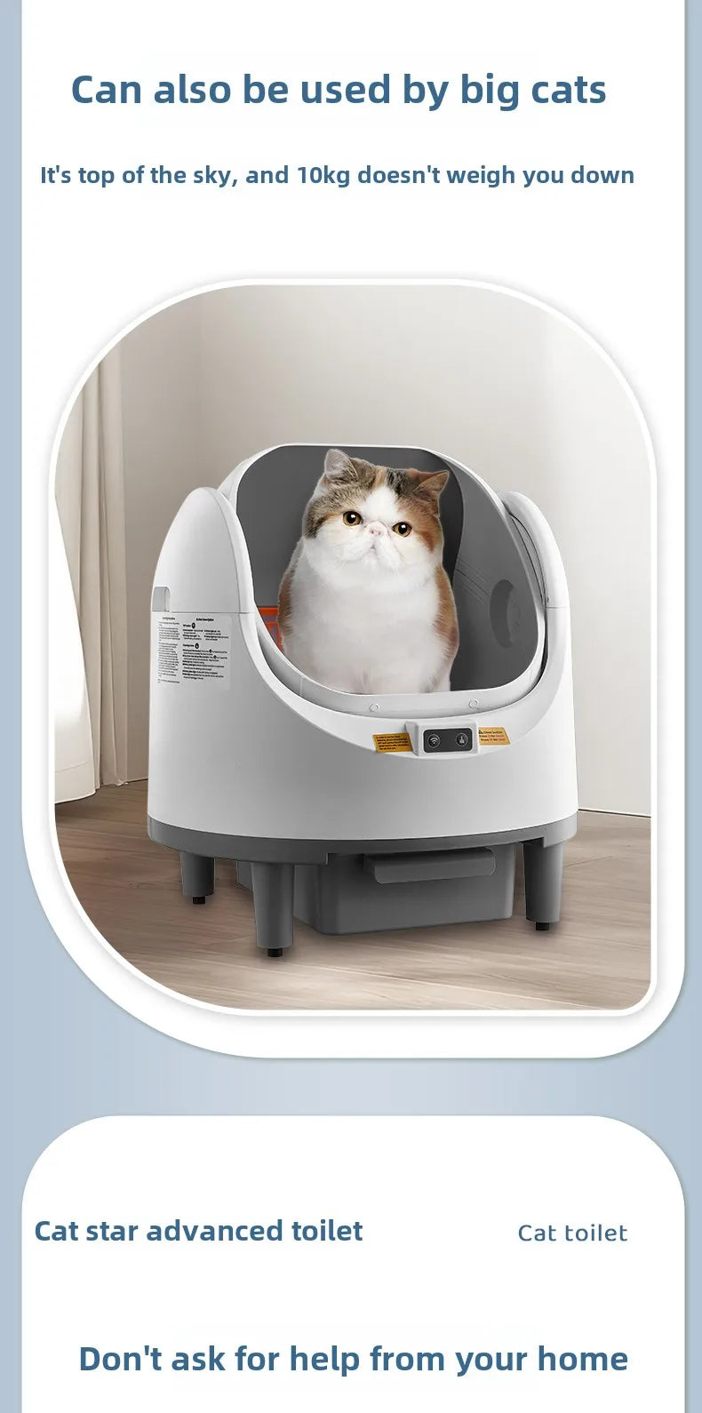 Cat Litter Box Self Cleaning Automatic Large Space Cat Smart Toilet with Safety Protection APP-Control with Free Gift Purifier