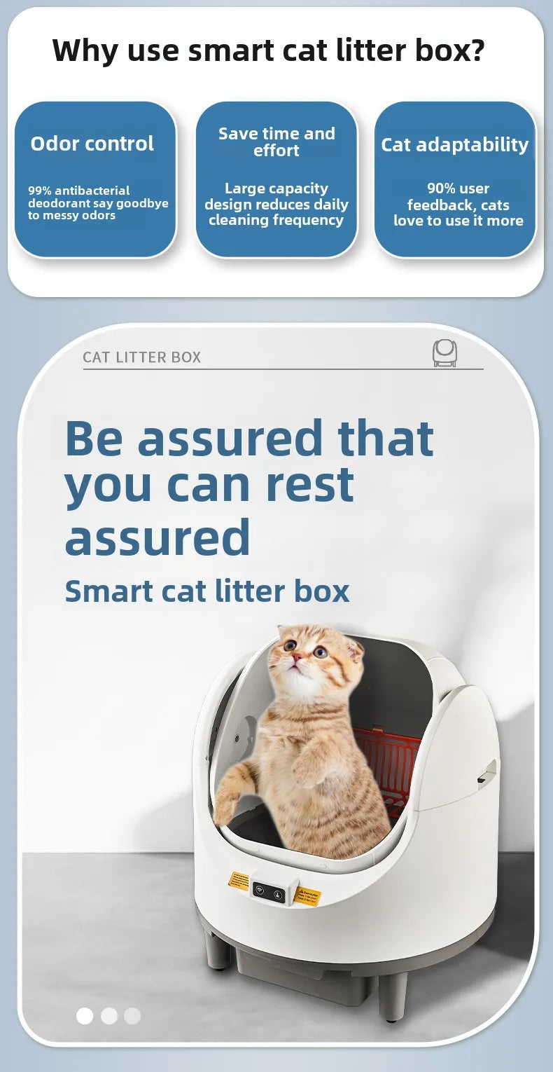 Cat Litter Box Self Cleaning Automatic Large Space Cat Smart Toilet with Safety Protection APP-Control with Free Gift Purifier