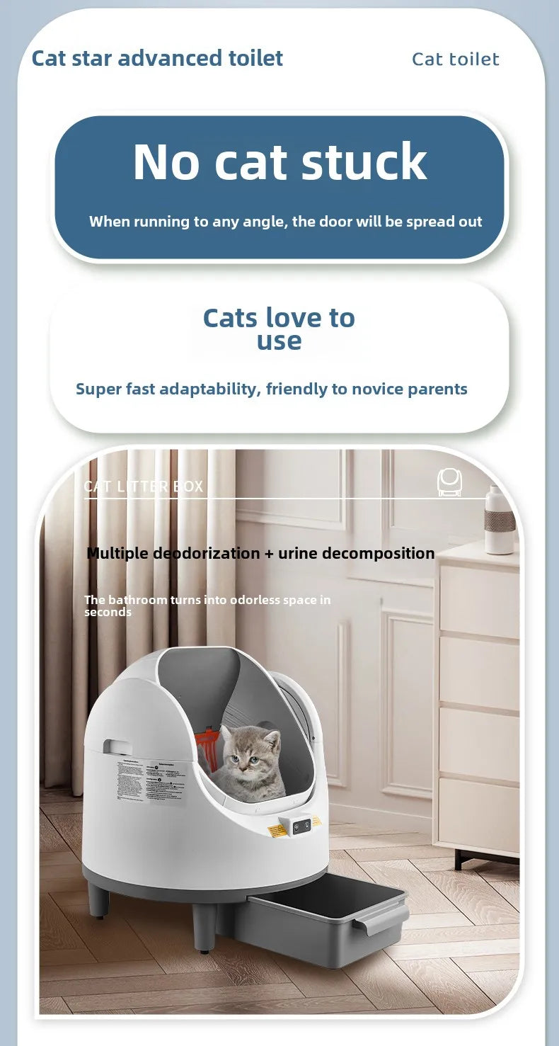 Cat Litter Box Self Cleaning Automatic Large Space Cat Smart Toilet with Safety Protection APP-Control with Free Gift Purifier