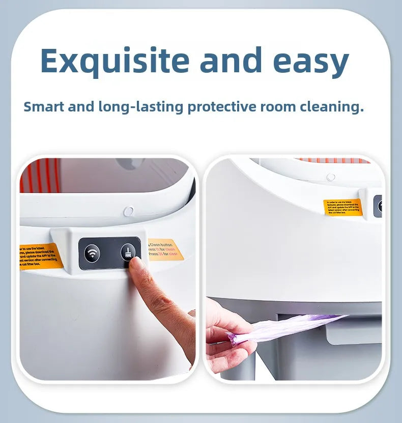 Cat Litter Box Self Cleaning Automatic Large Space Cat Smart Toilet with Safety Protection APP-Control with Free Gift Purifier