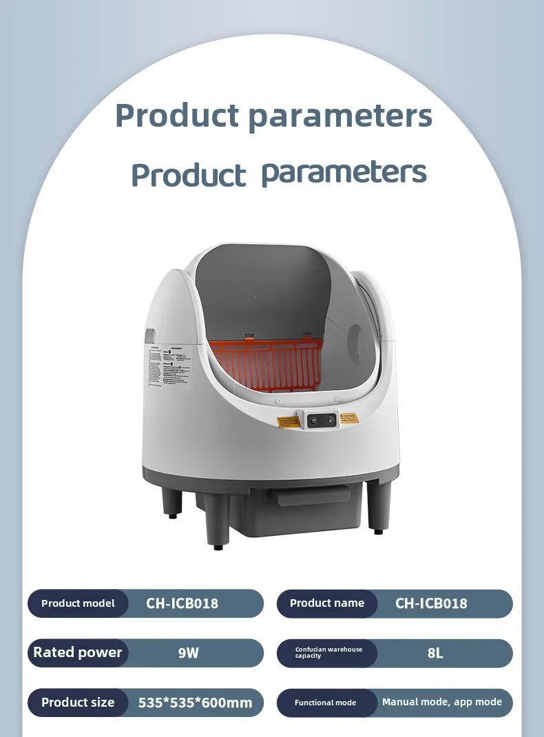 Cat Litter Box Self Cleaning Automatic Large Space Cat Smart Toilet with Safety Protection APP-Control with Free Gift Purifier