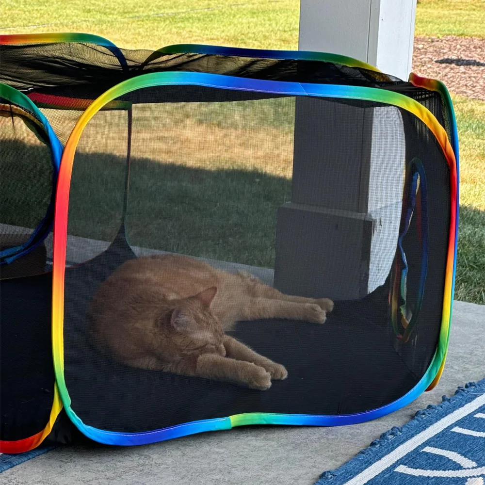 Outdoor Playground Cat Cage Outdoor Cat Tunnel Outdoor Portable Cat Tent with Storage Bag Outdoor Cat Fence Pet Fence
